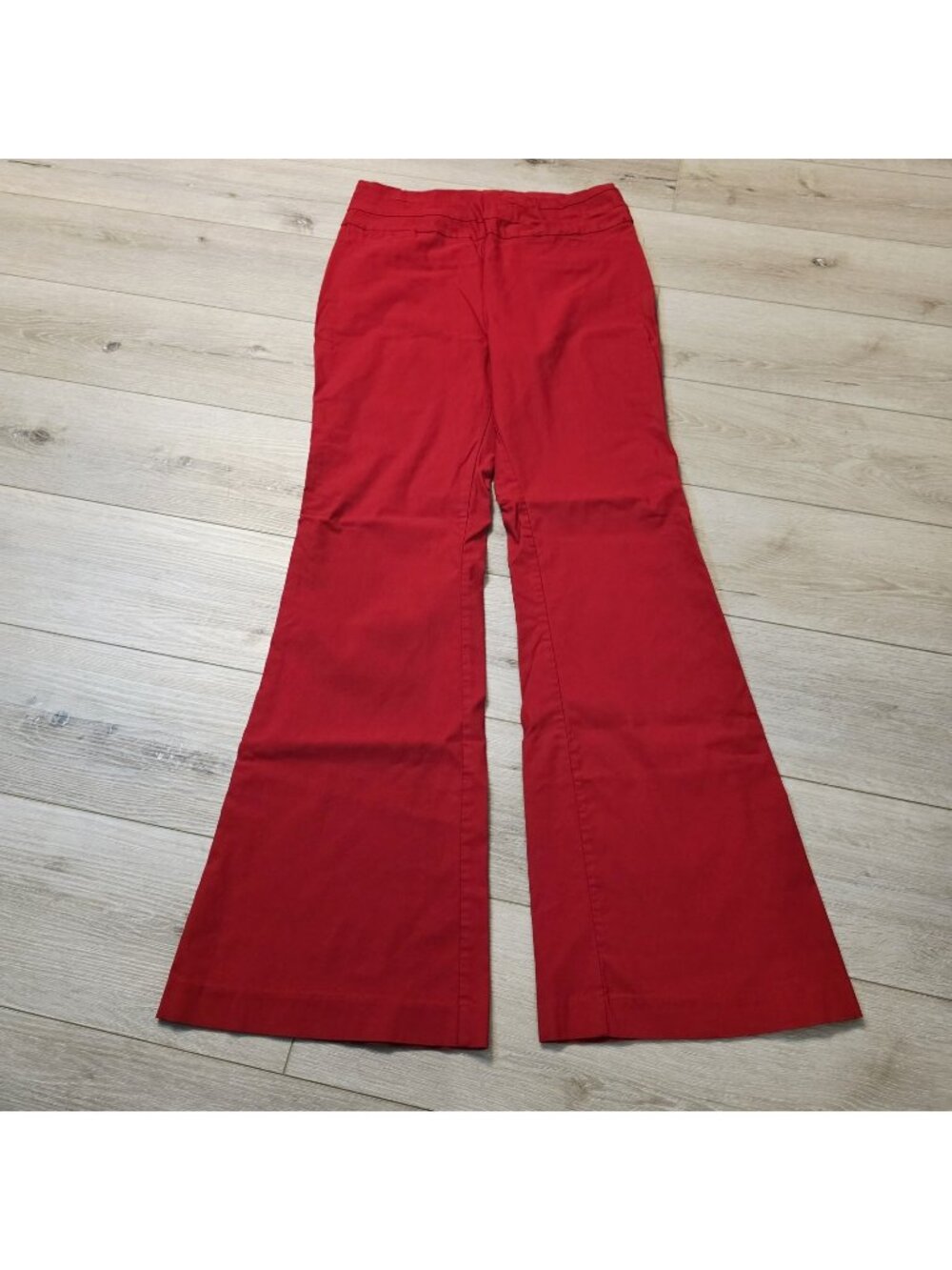Women's New York & Co Pull Up Casual Corporate Chic Pants Lg Tall Red Wide Leg